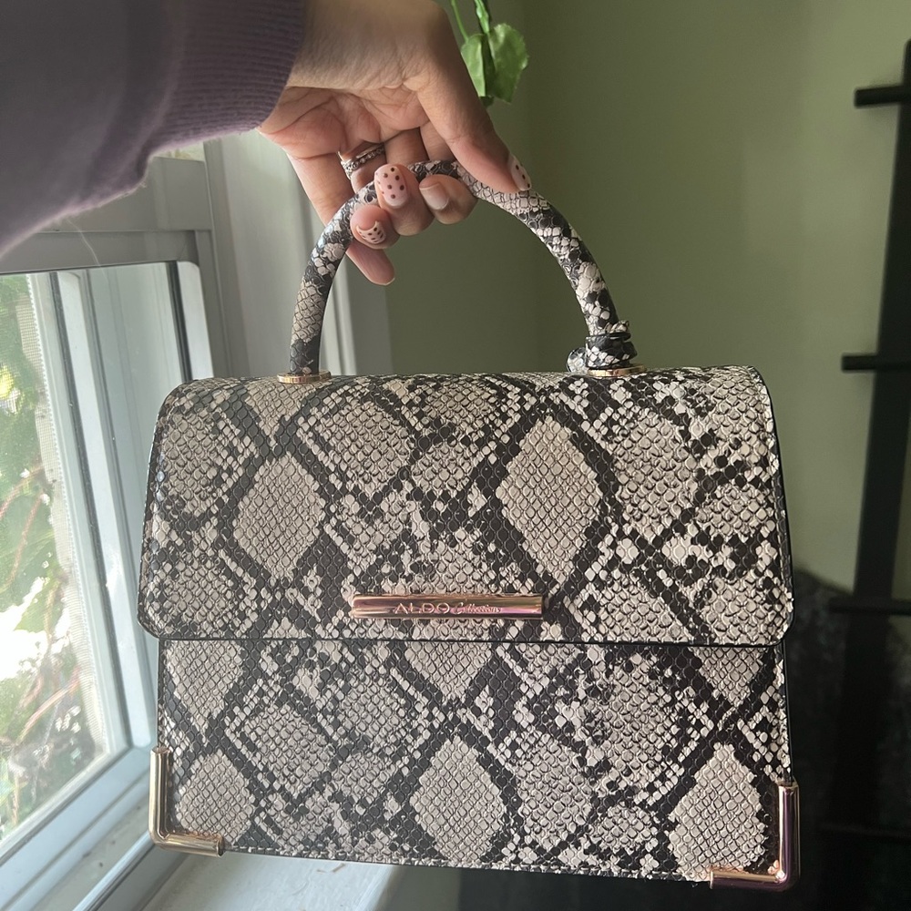 Aldo Tetilla Snake Skin Effect Cross Body Bag - Beige